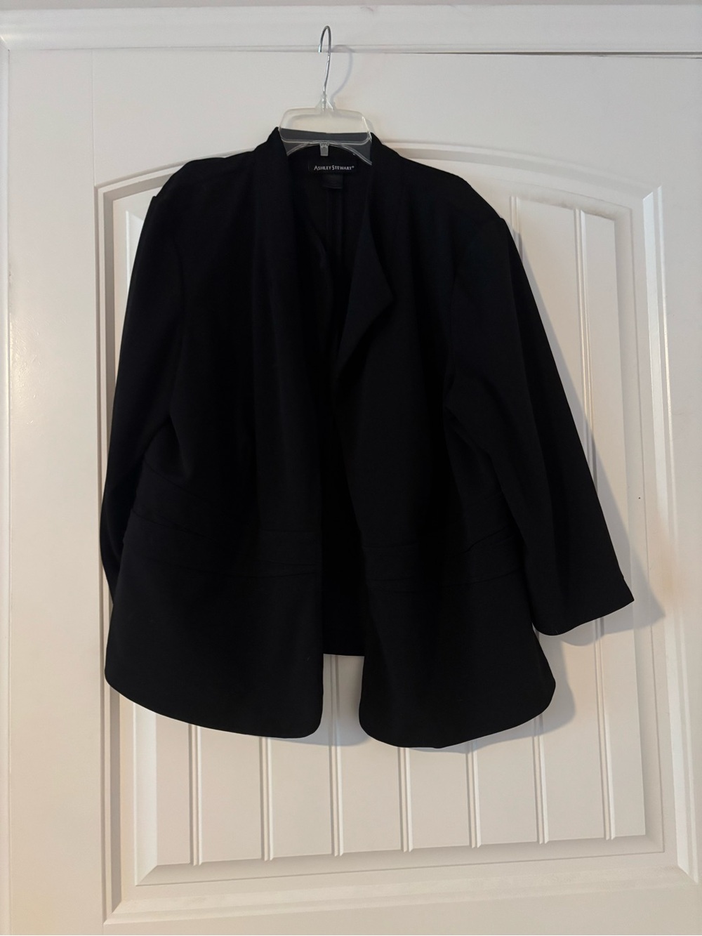 Ashley Stewart Black Open-Front Draped Blazer